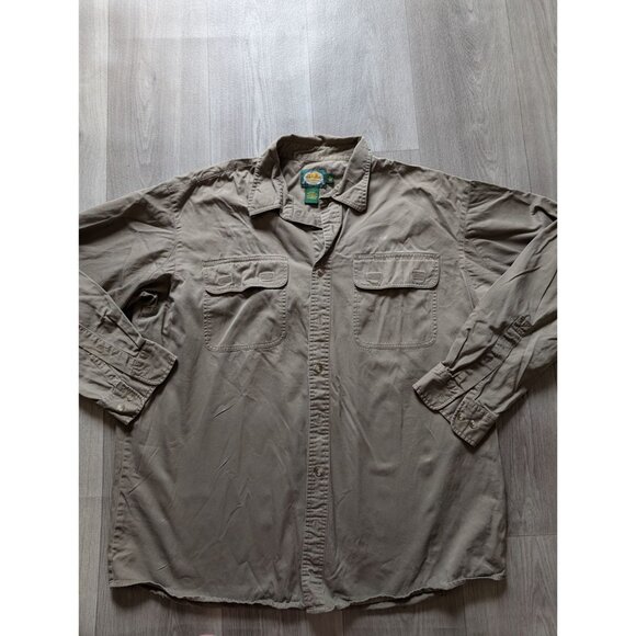 Cabelas Mens XL Long Sleeve Button-Up Shirt Khaki Outdoor Fishing Hunting Cotton - Picture 3 of 6
